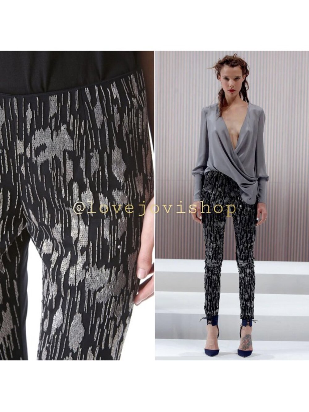 Dress | Wes Gordon Silver Beaded Tulle Embroidered Pants | Runway SS13 | Size 6